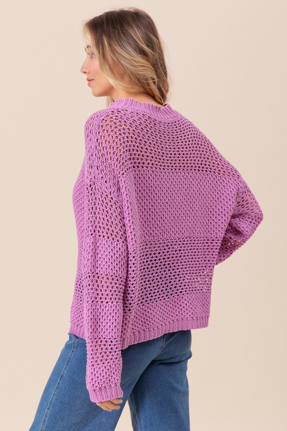 BiBi Openwork Long Sleeve Knit Top - Charming Charlie