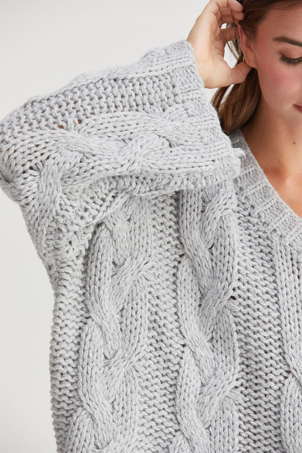 HYFVE Cable Knit V-Neck Sweater - Charming Charlie