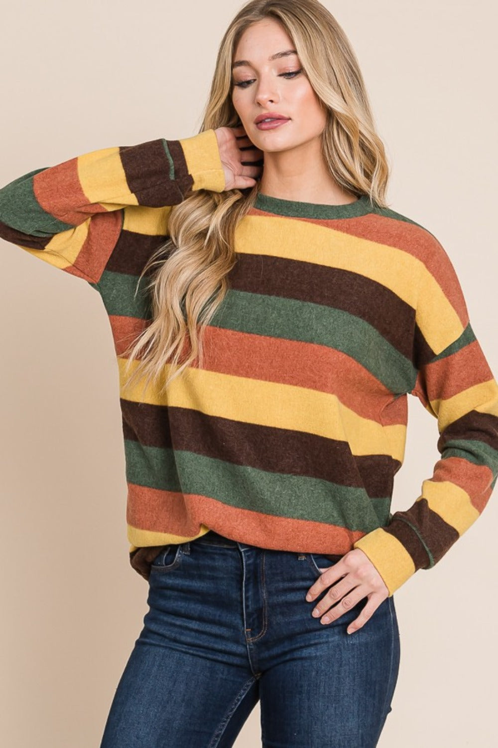 BOMBOM Multi-Color Striped Knit Top - Charming Charlie