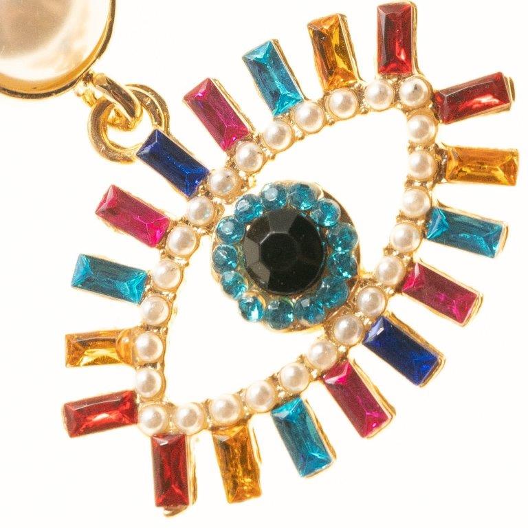 Gold Multi Evil Eye Drop Earrings - Charming Charlie