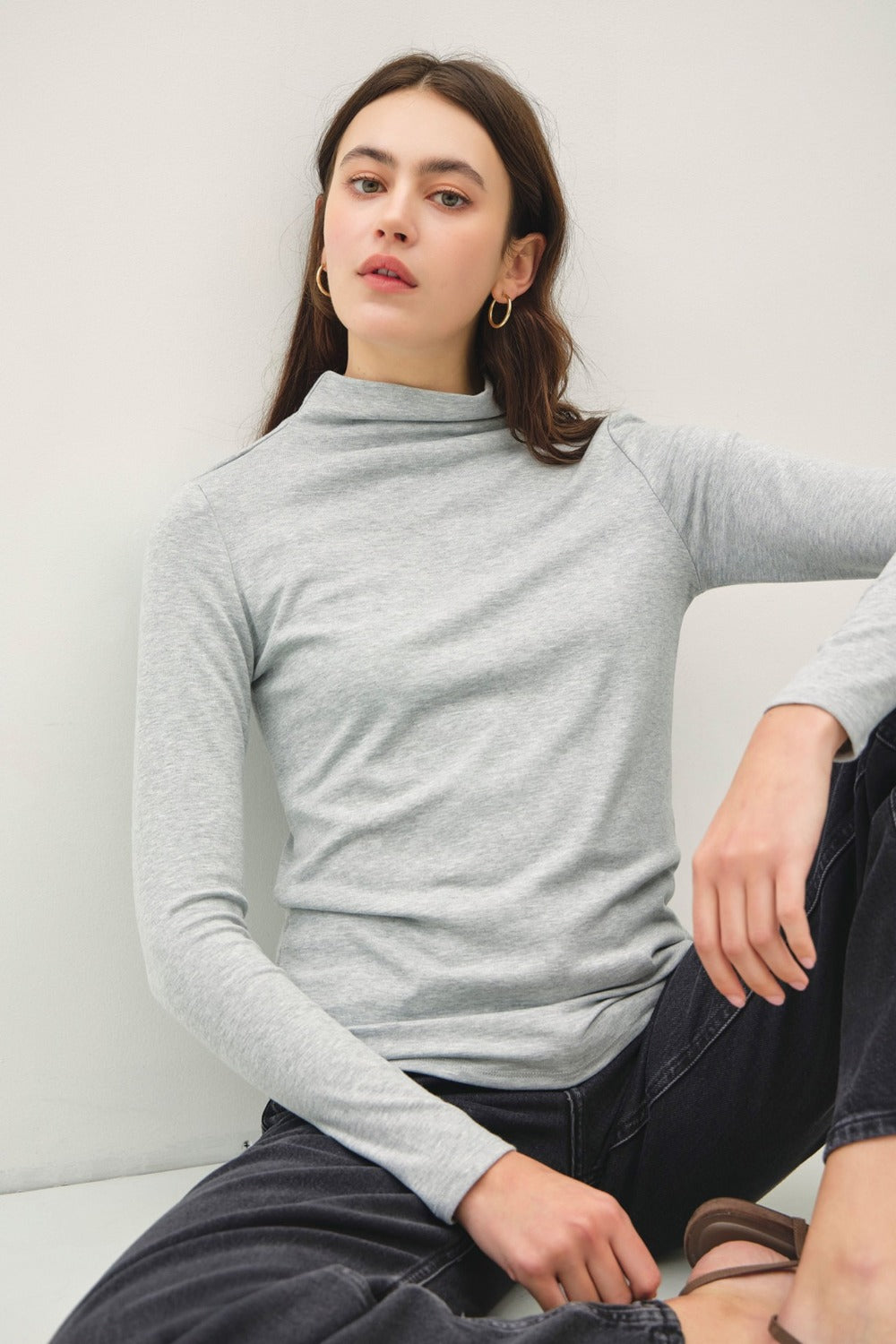 Be Cool Mock Neck Long Sleeve T-Shirt - Charming Charlie