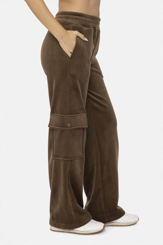 Mono B Elastic Waist Corduroy Cargo Pants - Charming Charlie