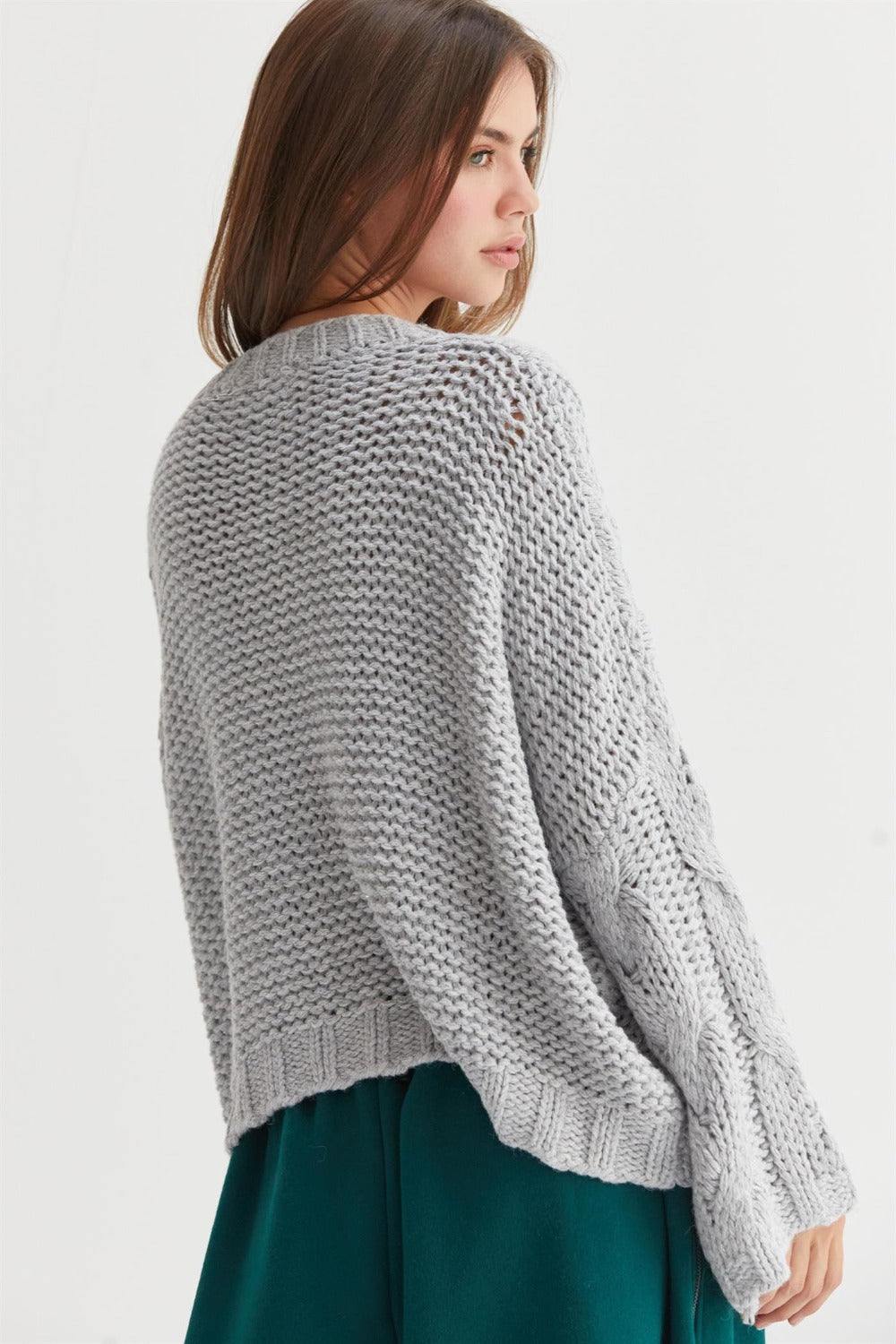 HYFVE Cable Knit V-Neck Sweater - Charming Charlie