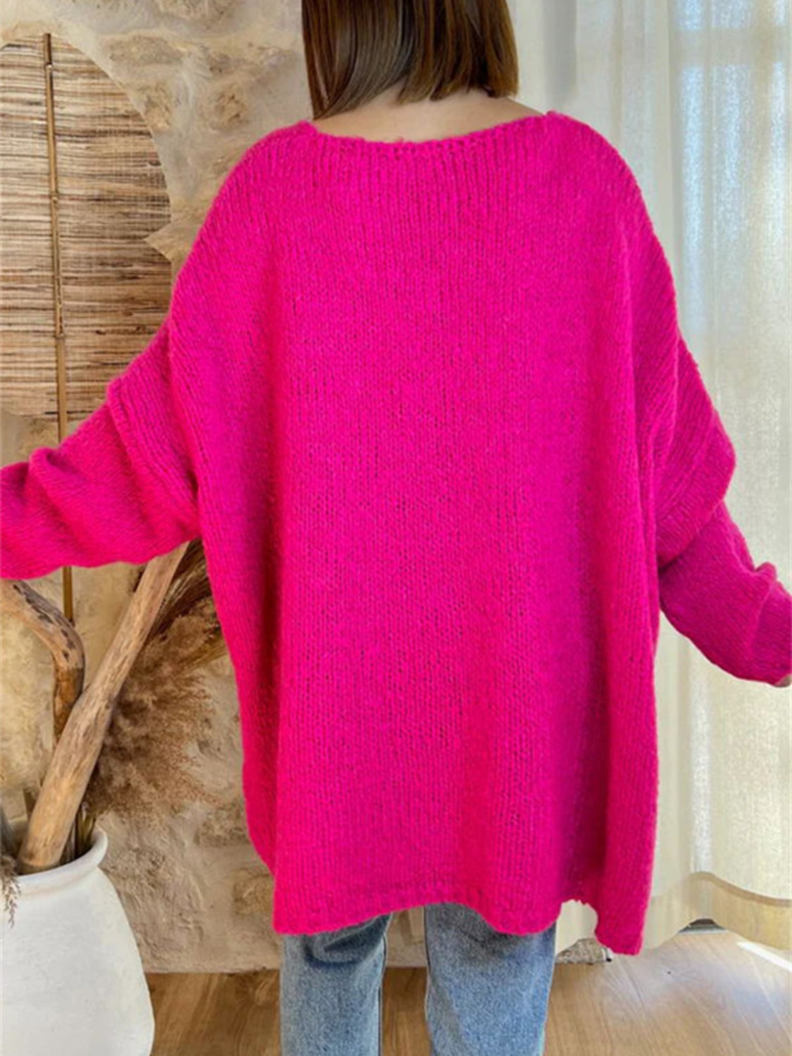 Peace Graphic V-Neck Long Sleeve Sweater - Charming Charlie