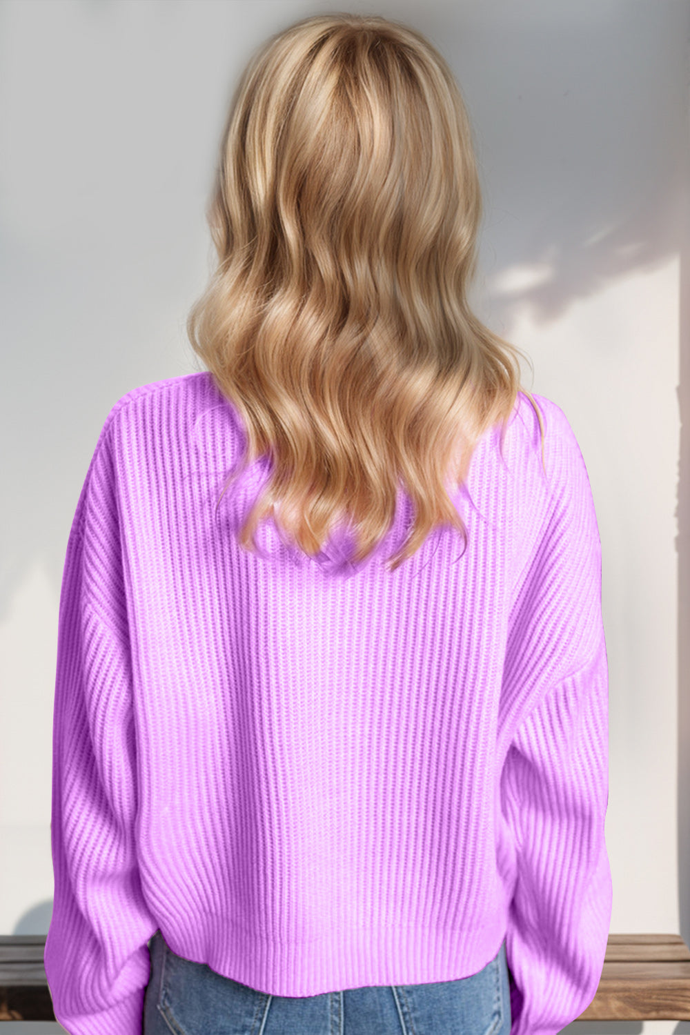 Double Take Full Size MERRY & BRIGHT Christmas Dropped Shoulder Cropped Sweater - Charming Charlie
