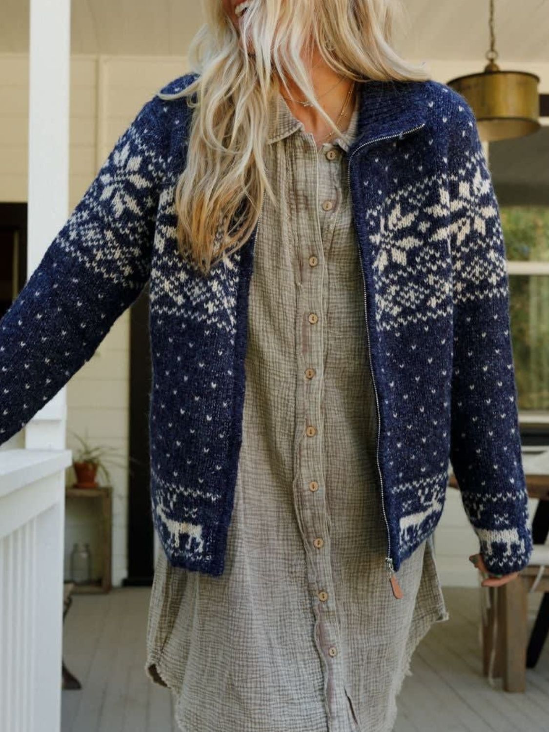 Zip Up Long Sleeve Cardigan - Charming Charlie