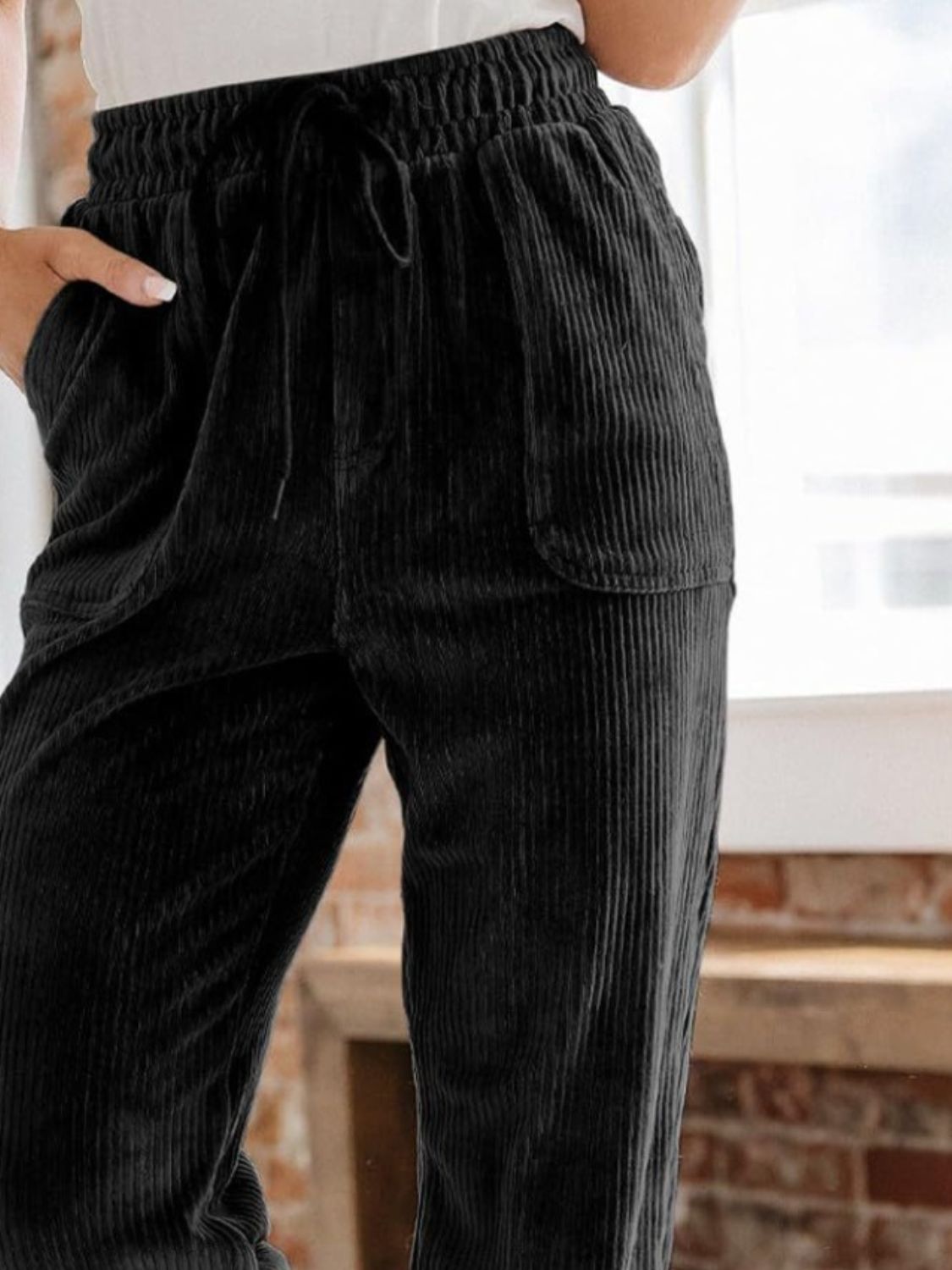Drawstring Pants with Pockets - Charming Charlie