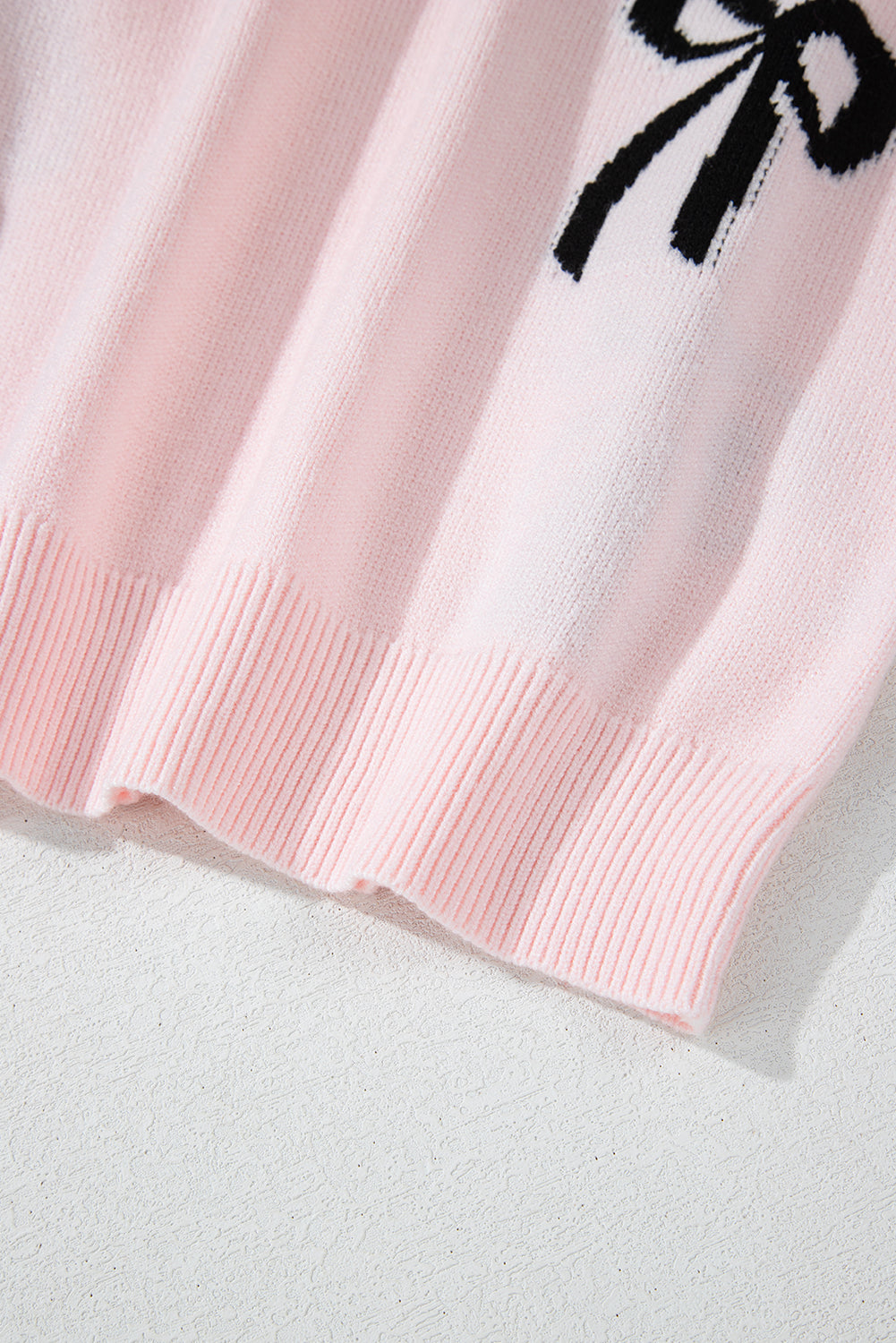 Bow Pattern Round Neck Loose Fit Sweater - Charming Charlie