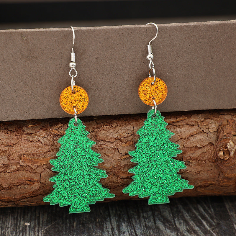 Glitter Acrylic Tree Shape Earrings - Charming Charlie