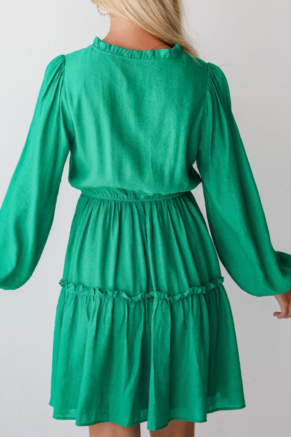 Frill V-Neck Long Sleeve Mini Dress - Charming Charlie