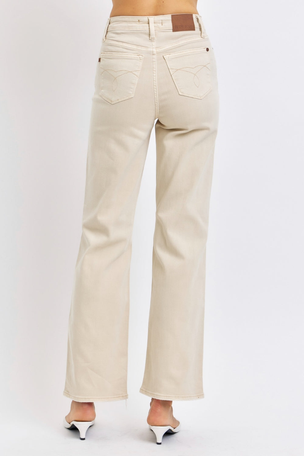 Judy Blue Full Size High Waist Distressed Wide Leg Jeans - Charming Charlie
