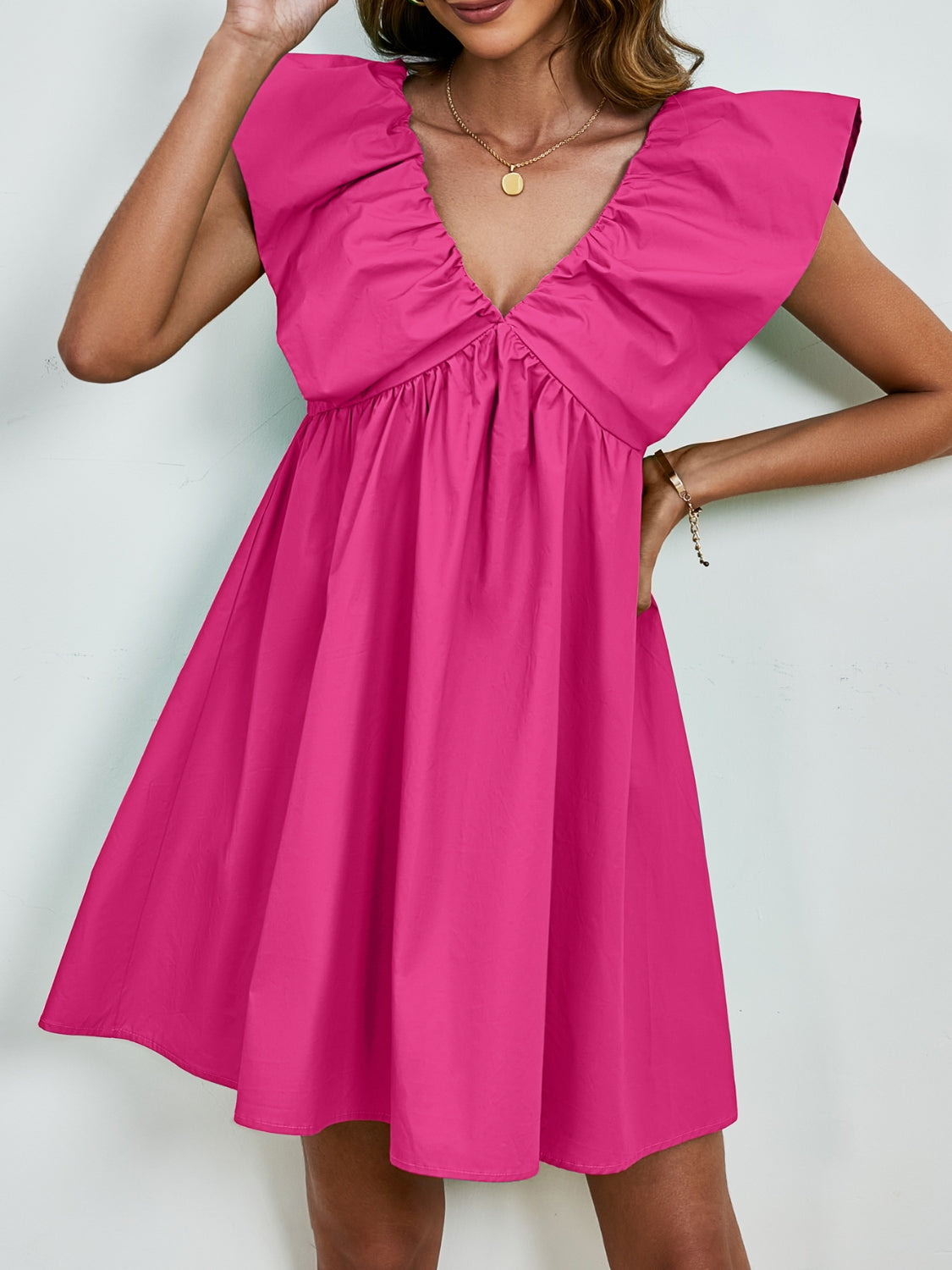 V-Neck Cap Sleeve Mini Dress - Charming Charlie