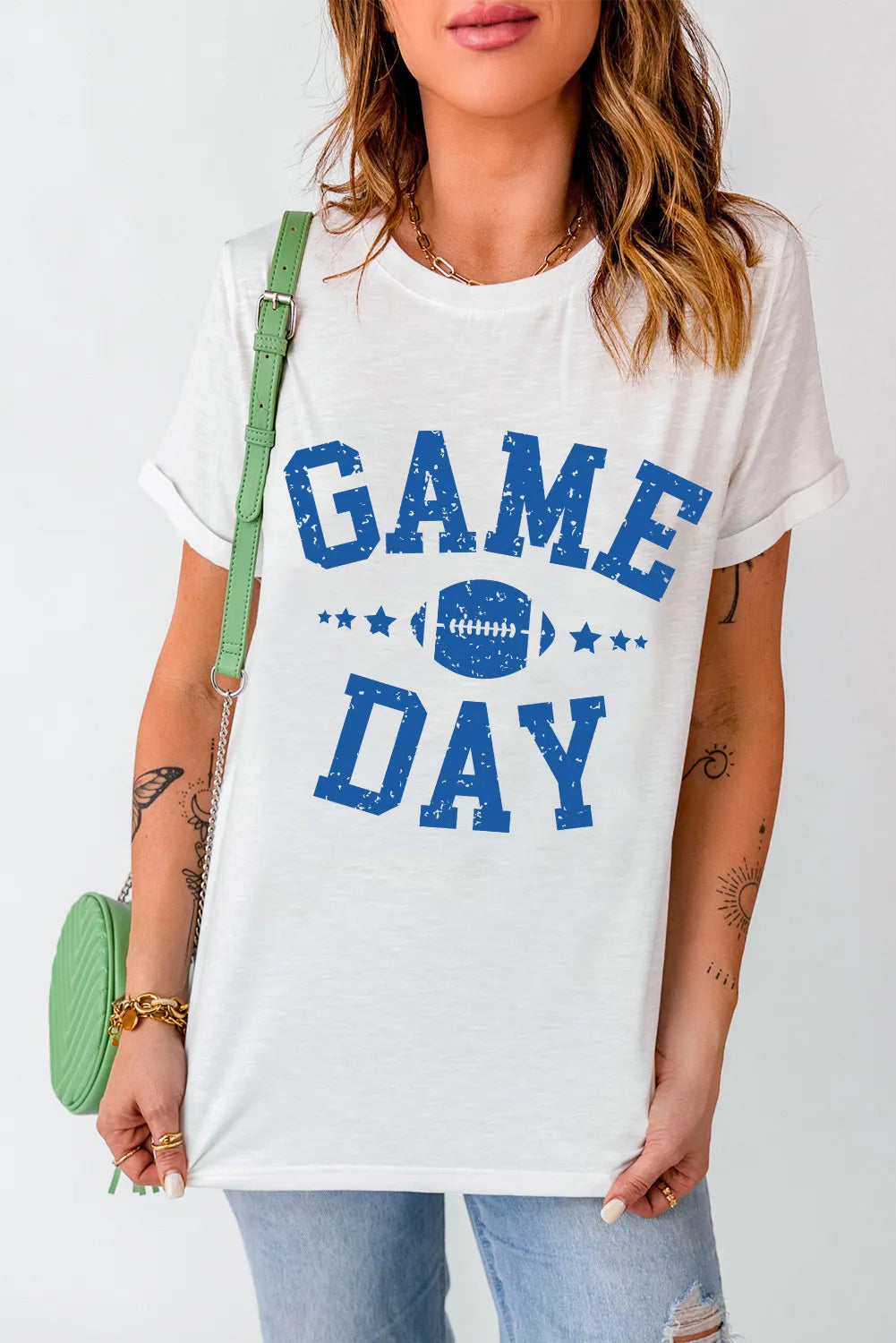 GAME DAY Round Neck Short Sleeve T-Shirt - Charming Charlie