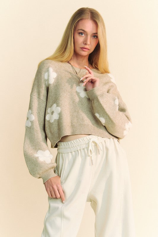 Davi & Dani Floral Mesh Mock Neck Short Sleeve Top main image 0