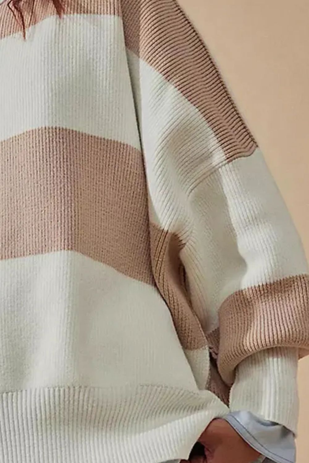 Color Block Round Neck Long Sleeve Sweater - Charming Charlie