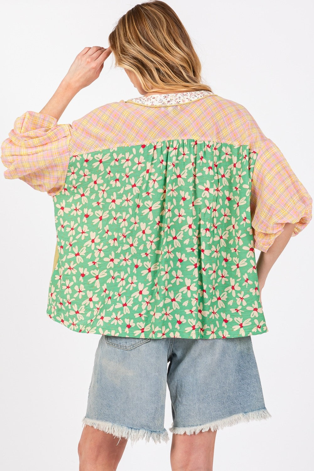 SAGE + FIG Color Block Bubble Sleeve Top - Charming Charlie