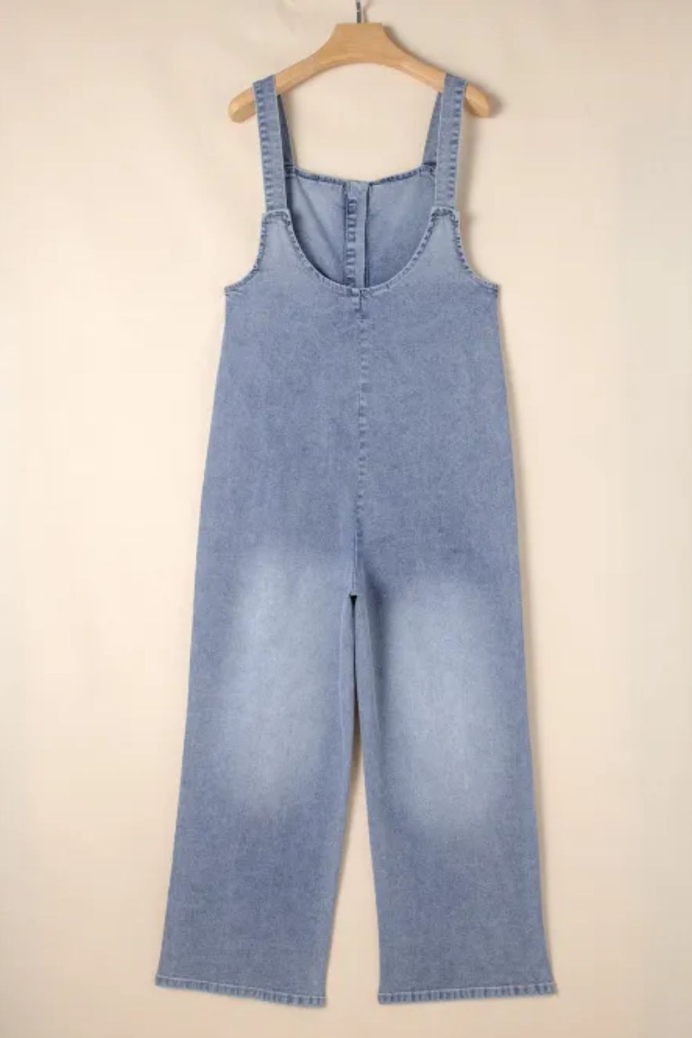 Wide Strap Denim Overalls with Pockets - Charming Charlie