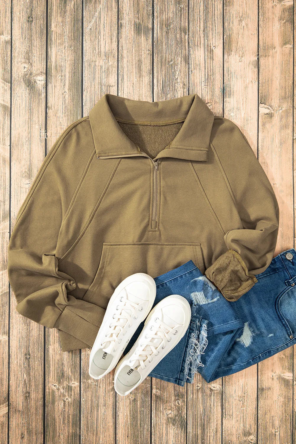 Half Zip Long Sleeve Sweatshirt - Charming Charlie