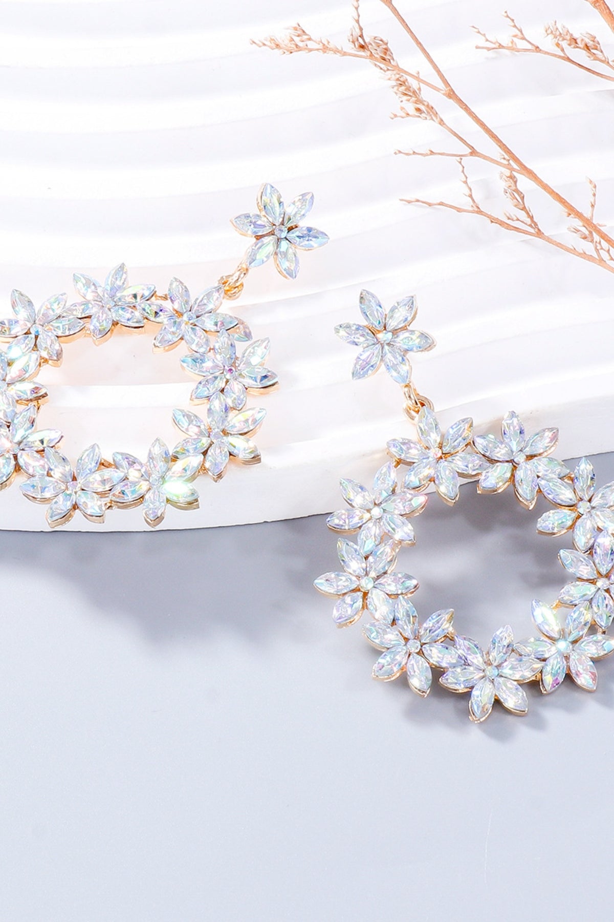 Rhinestone Flower Dangle Earrings - Charming Charlie