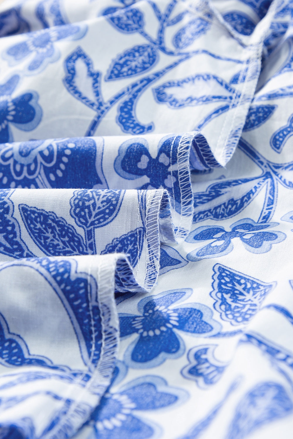 Printed Notched Half Sleeve Blouse - Charming Charlie