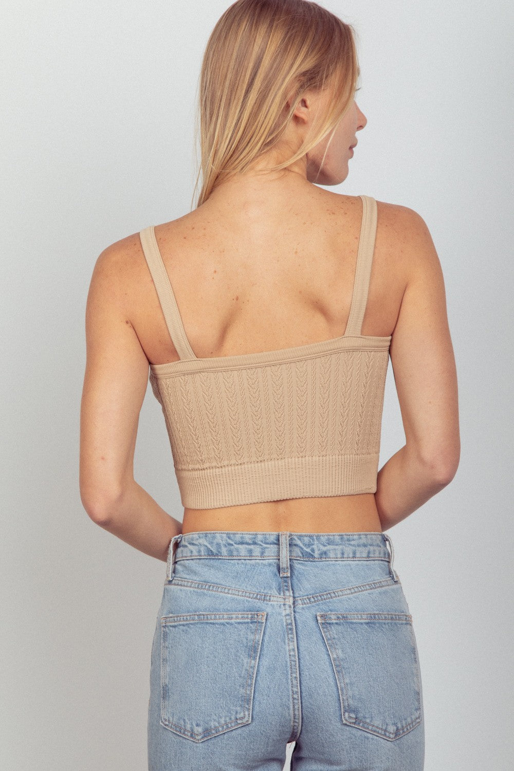 VERY J Cable Knit Seamless Cropped Cami - Charming Charlie