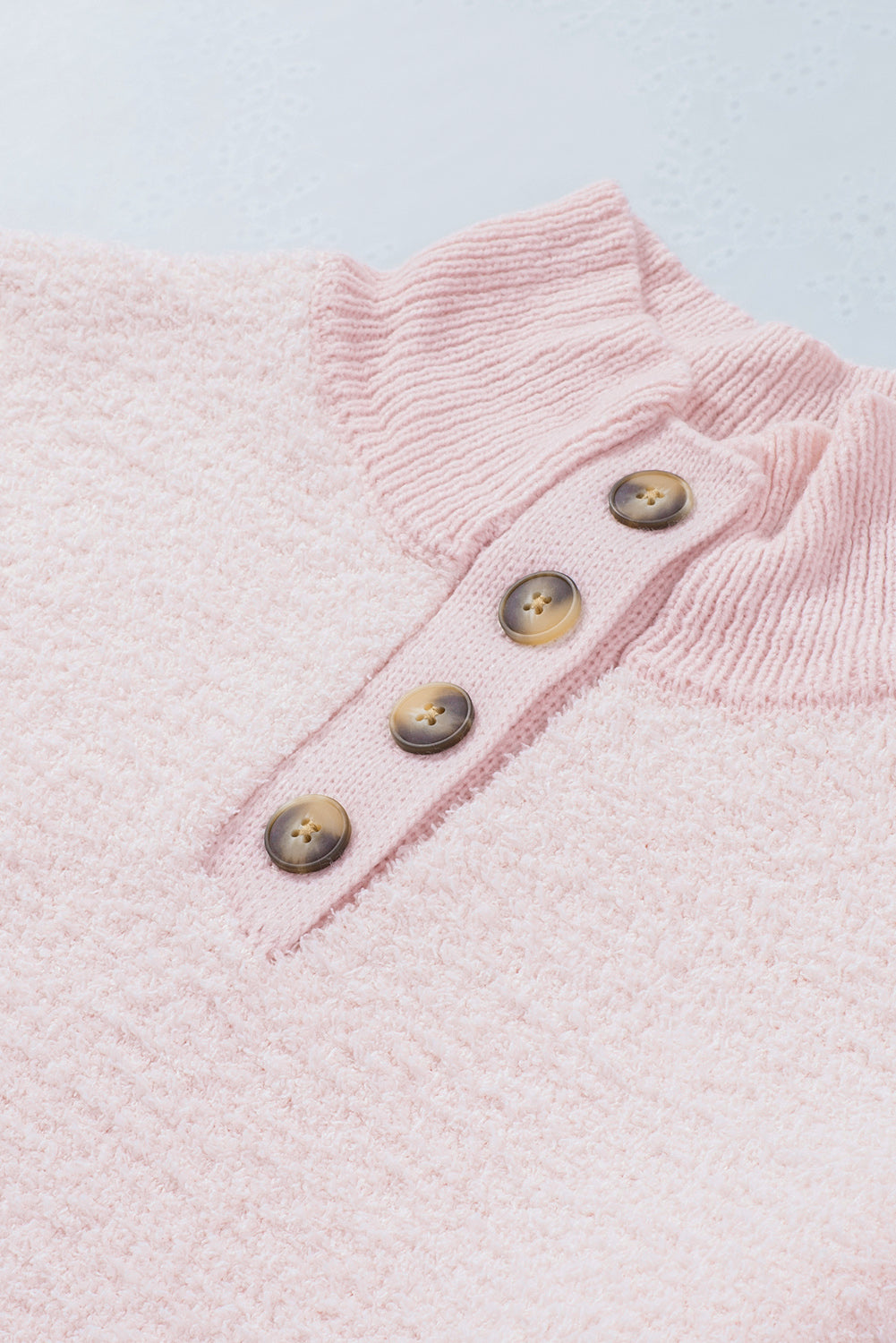 Button Detail Mock Neck Long Sleeve Sweater - Charming Charlie