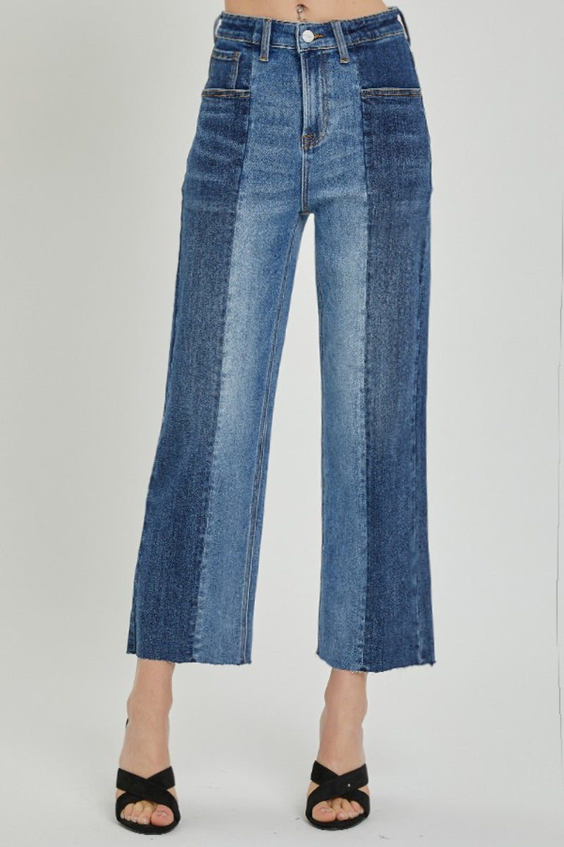 RISEN Full Size Mid Rise Ankle Straight Jeans with Pockets main image 0