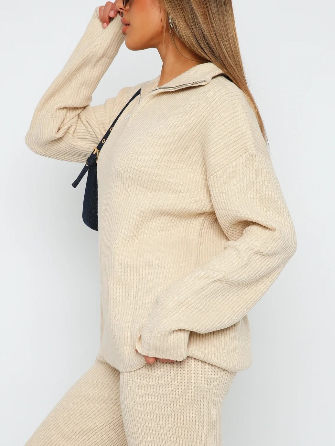 Quarter Zip Long Sleeve Top and Pants Set - Charming Charlie