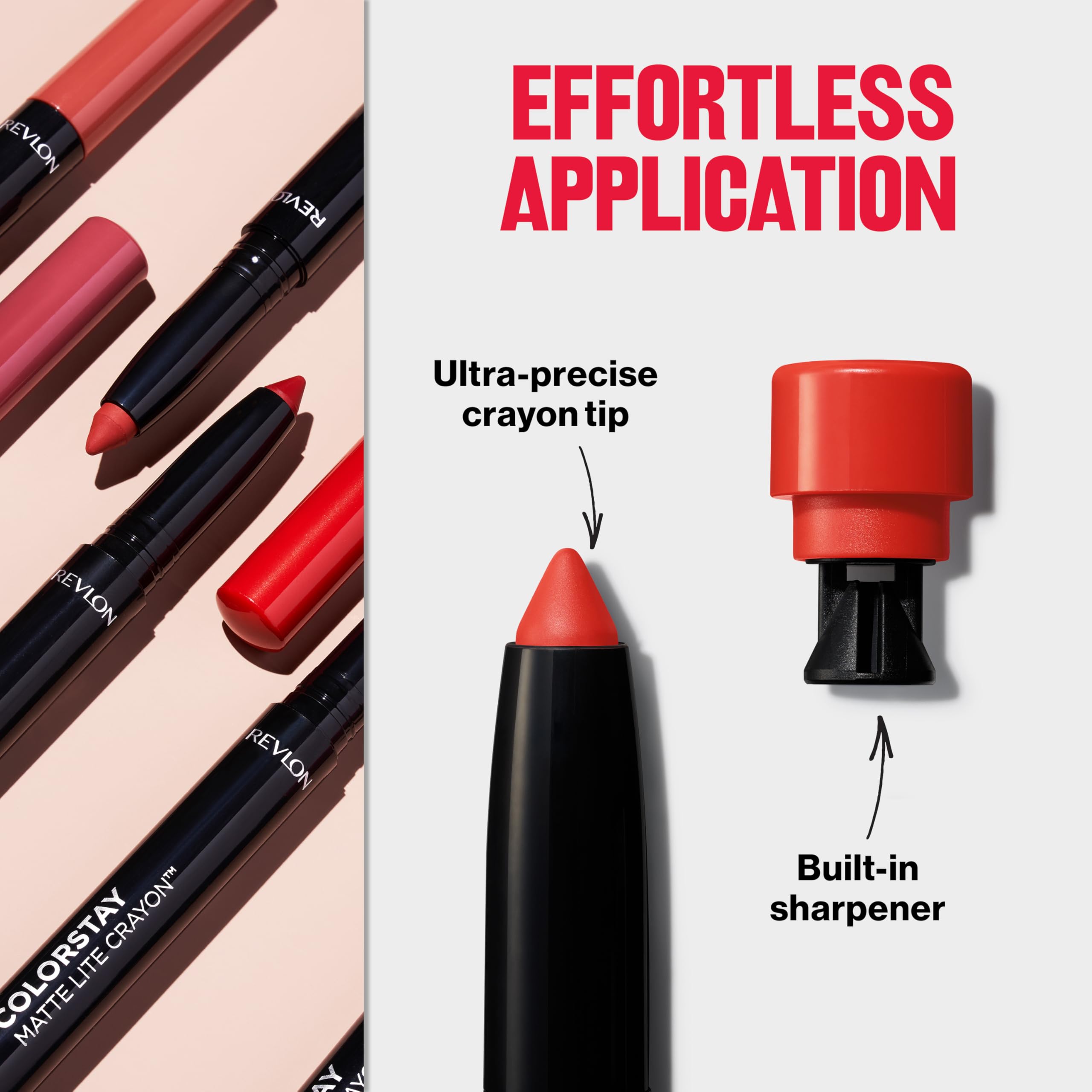 REVLON ColorStay Matte Lite Crayon Lipstick with Built-in Sharpener, Longlasting Non-Drying Matte Formula, Transfer-Proof Lipcolor - Charming Charlie