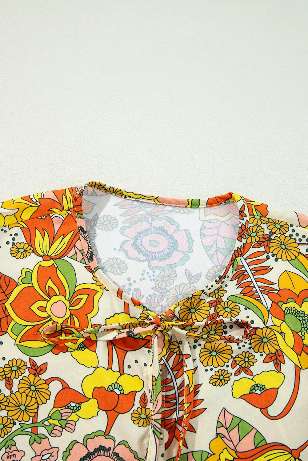 Printed Tie Neck Balloon Sleeve Mini Dress - Charming Charlie