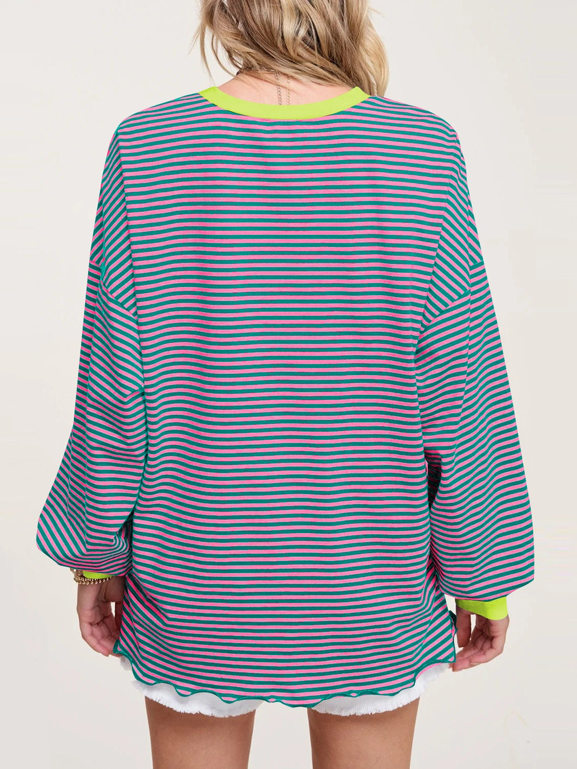 Contrast Striped Long Sleeve Sweatshirt - Charming Charlie
