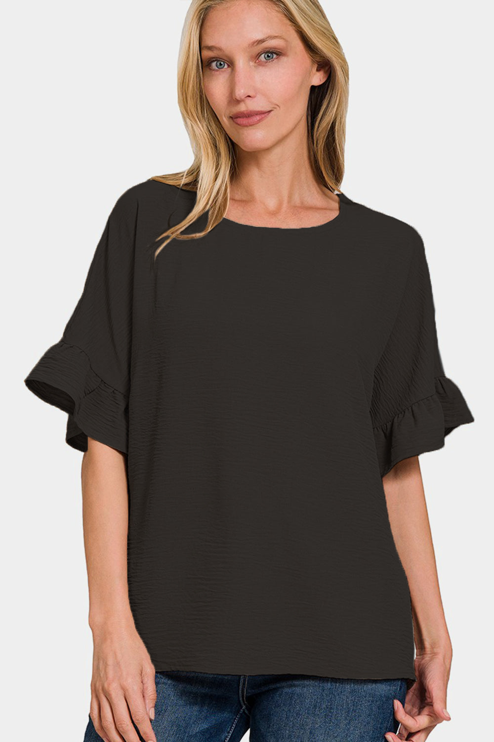Zenana V-Neck Flutter Sleeve Top - Charming Charlie