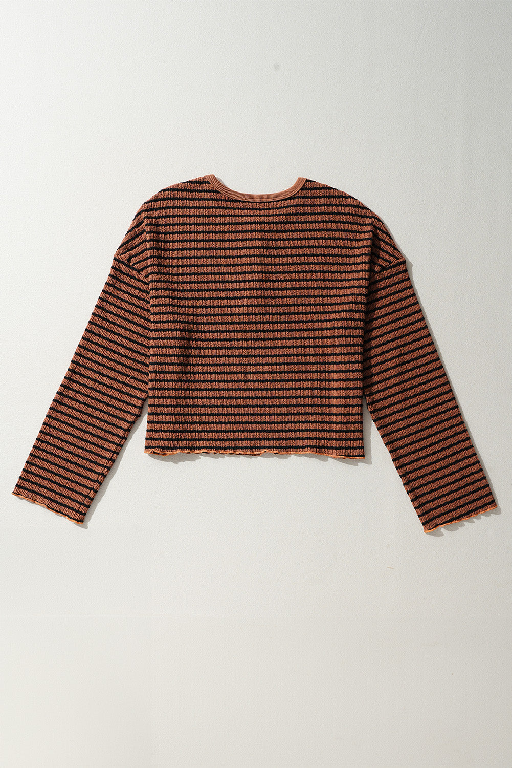 Striped Half Button Long Sleeve Blouse - Charming Charlie