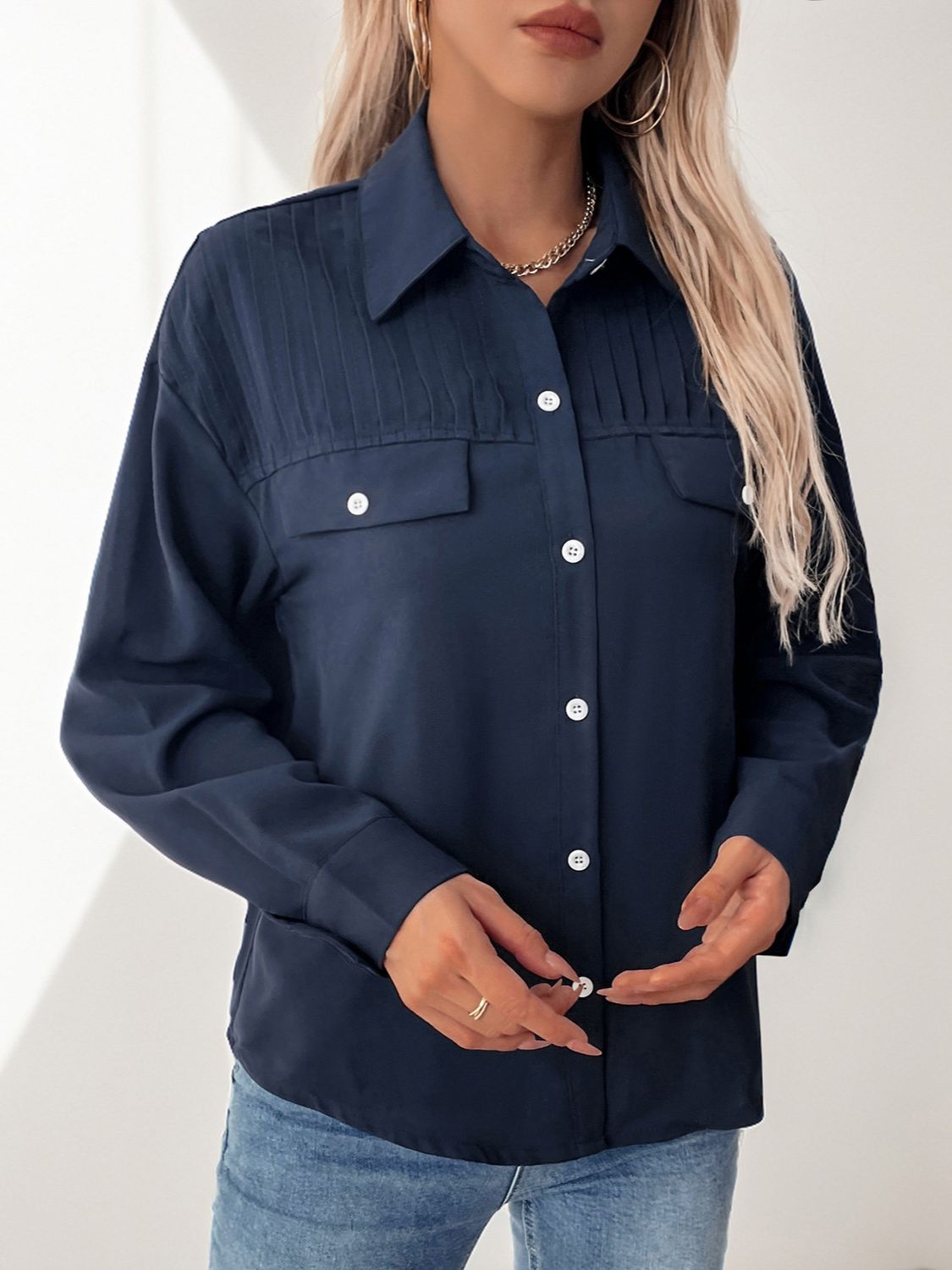 Perfee Buttoned Down Long Sleeve Shirt - Charming Charlie