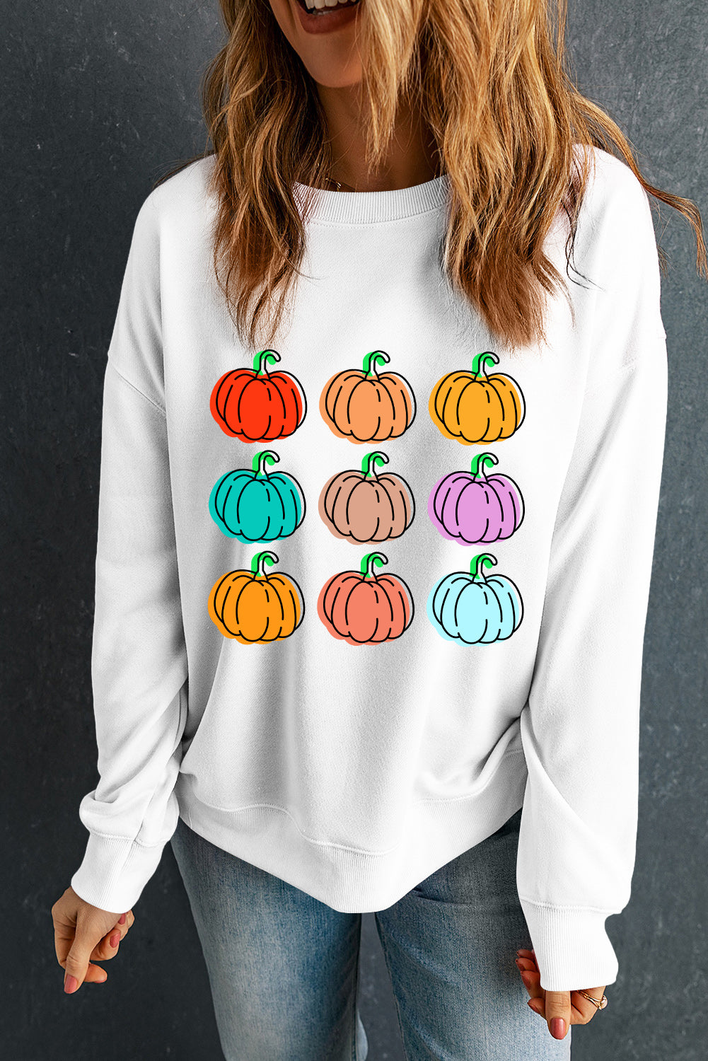 Pumpkin Graphic Long Sleeve Sweatshirt - Charming Charlie