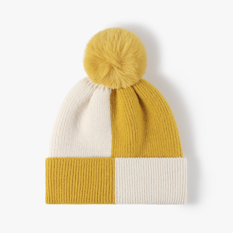 Color Block Knit Hat with Pom-pom - Charming Charlie