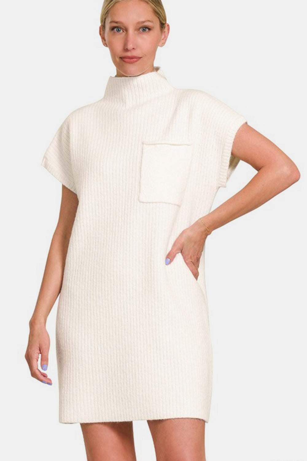 Zenana Short Sleeve Sweater Mini Dress - Charming Charlie