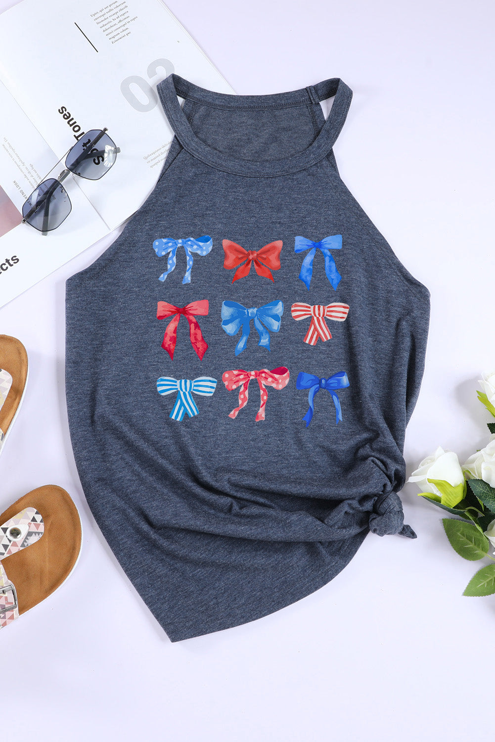Bow Graphic Round Neck Tank - Charming Charlie