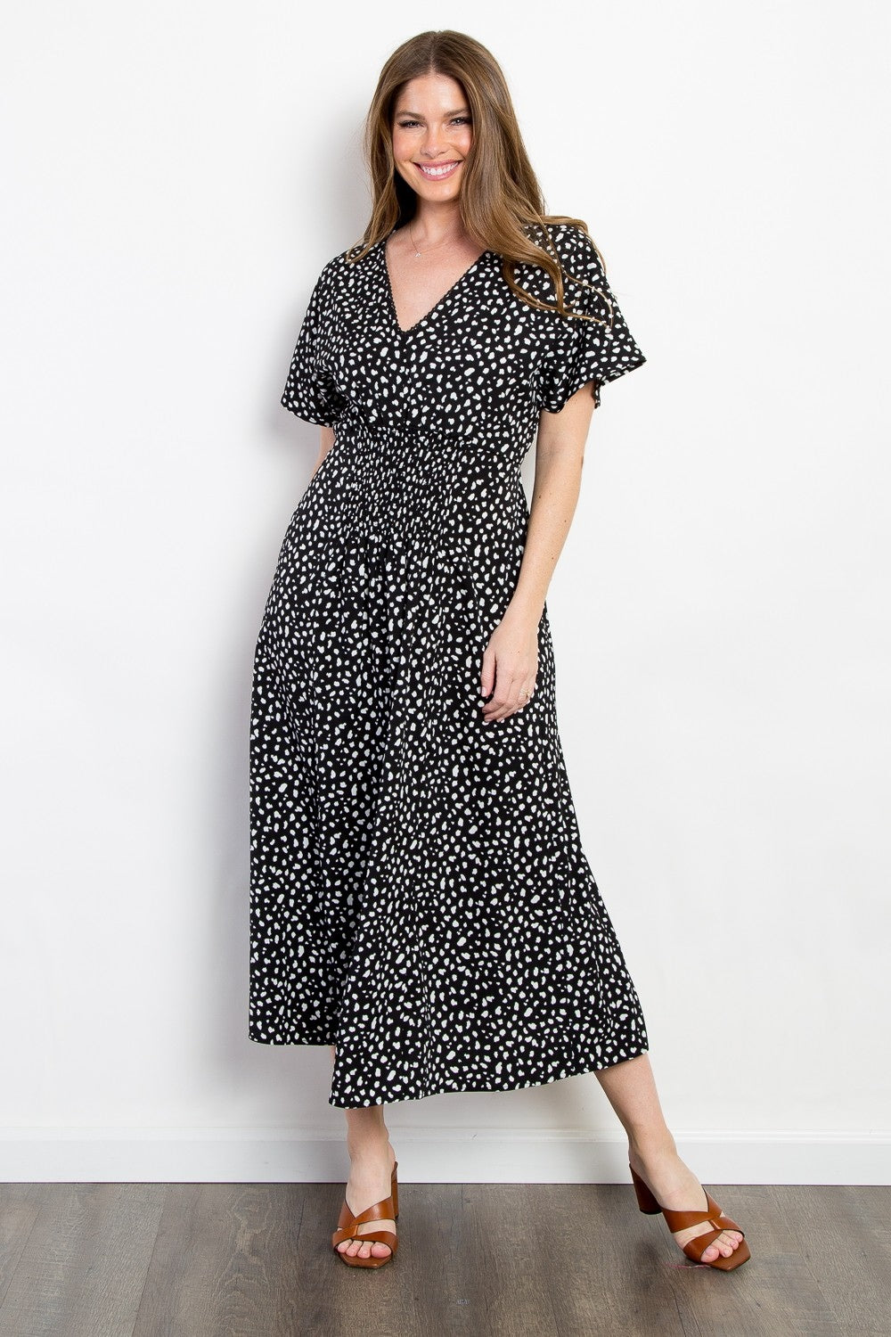 Be Stage Full Size Printed Smocked Waist Dress - Charming Charlie