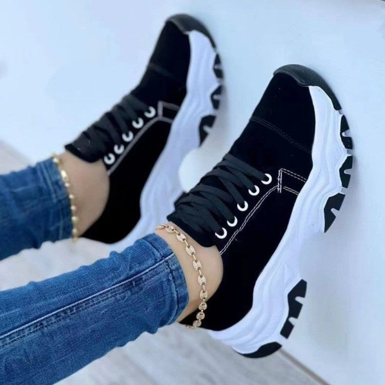 Lace-Up Round Neck Platform Sneakers - Charming Charlie