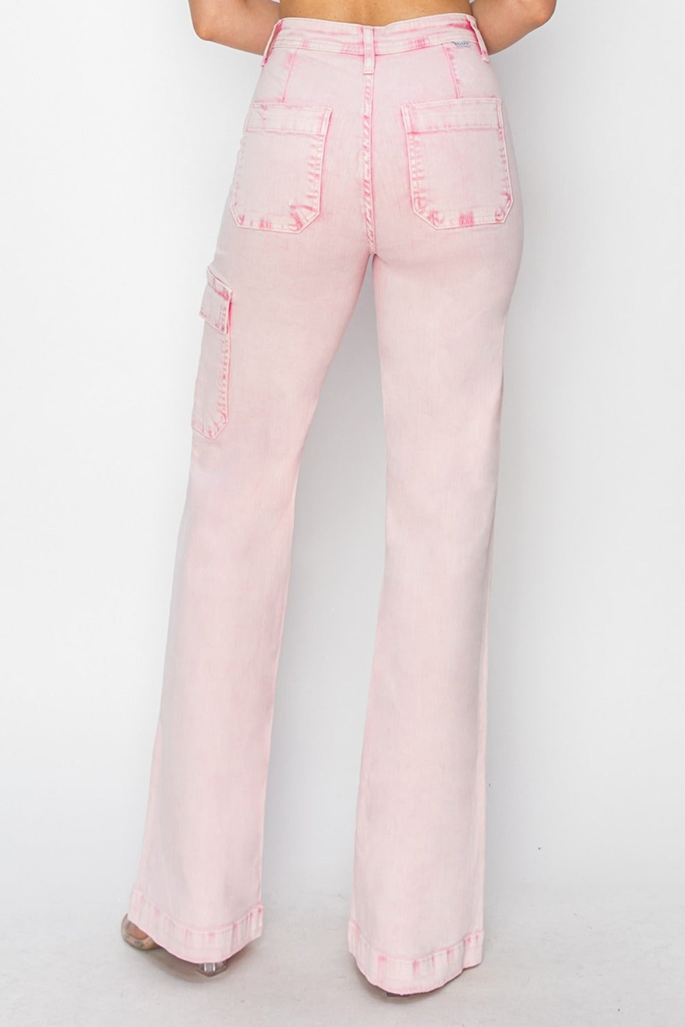 RISEN Full Size High Rise Wide Leg Cargo Pocket Jeans - Charming Charlie