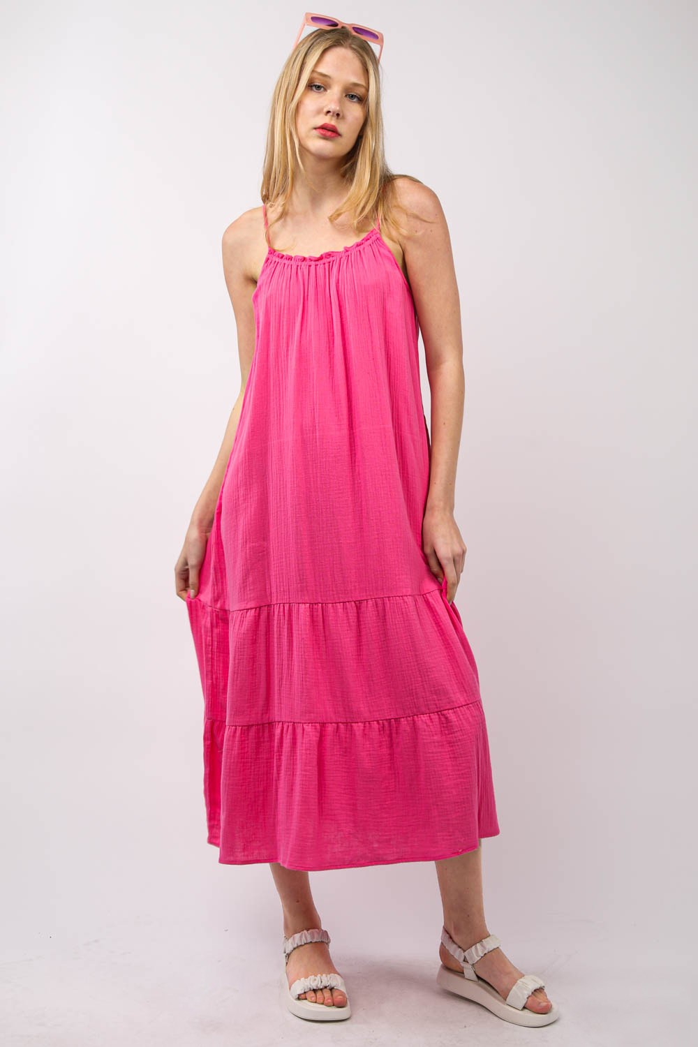 VERY J Ruffled A-Line Midi Cami Dress - Charming Charlie