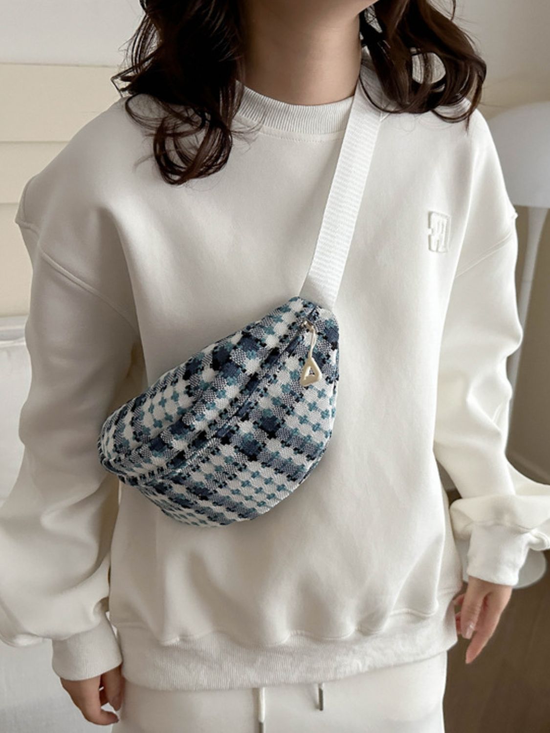 Plaid Wide Strap Crossbody Bag - Charming Charlie