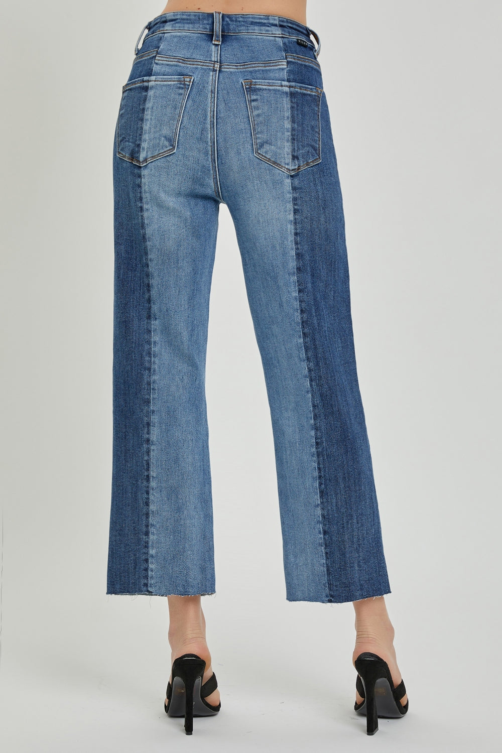 RISEN Full Size Mid-Rise Waist Two-Tones Jeans with Pockets - Charming Charlie