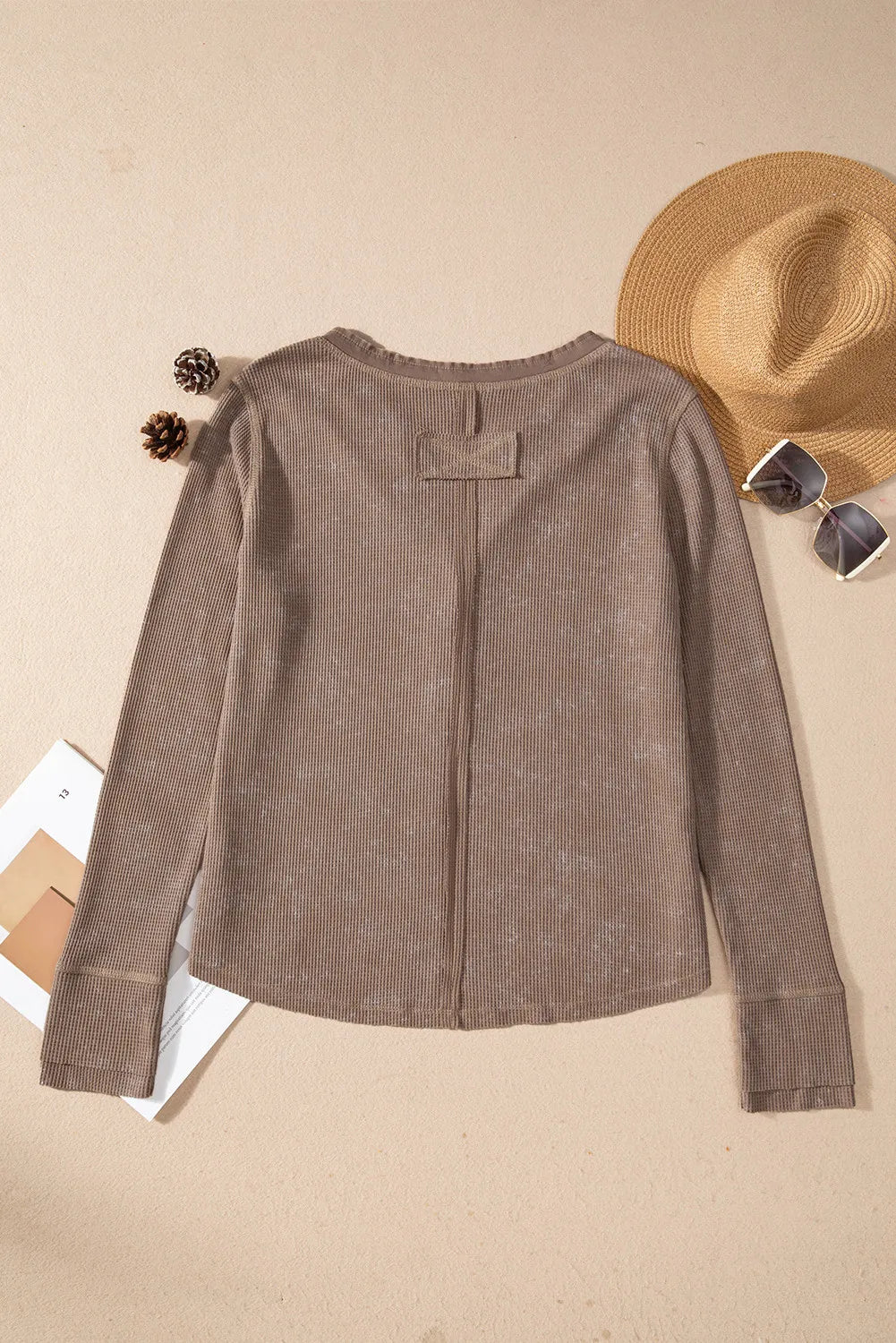 Notched Long Sleeve Top - Charming Charlie