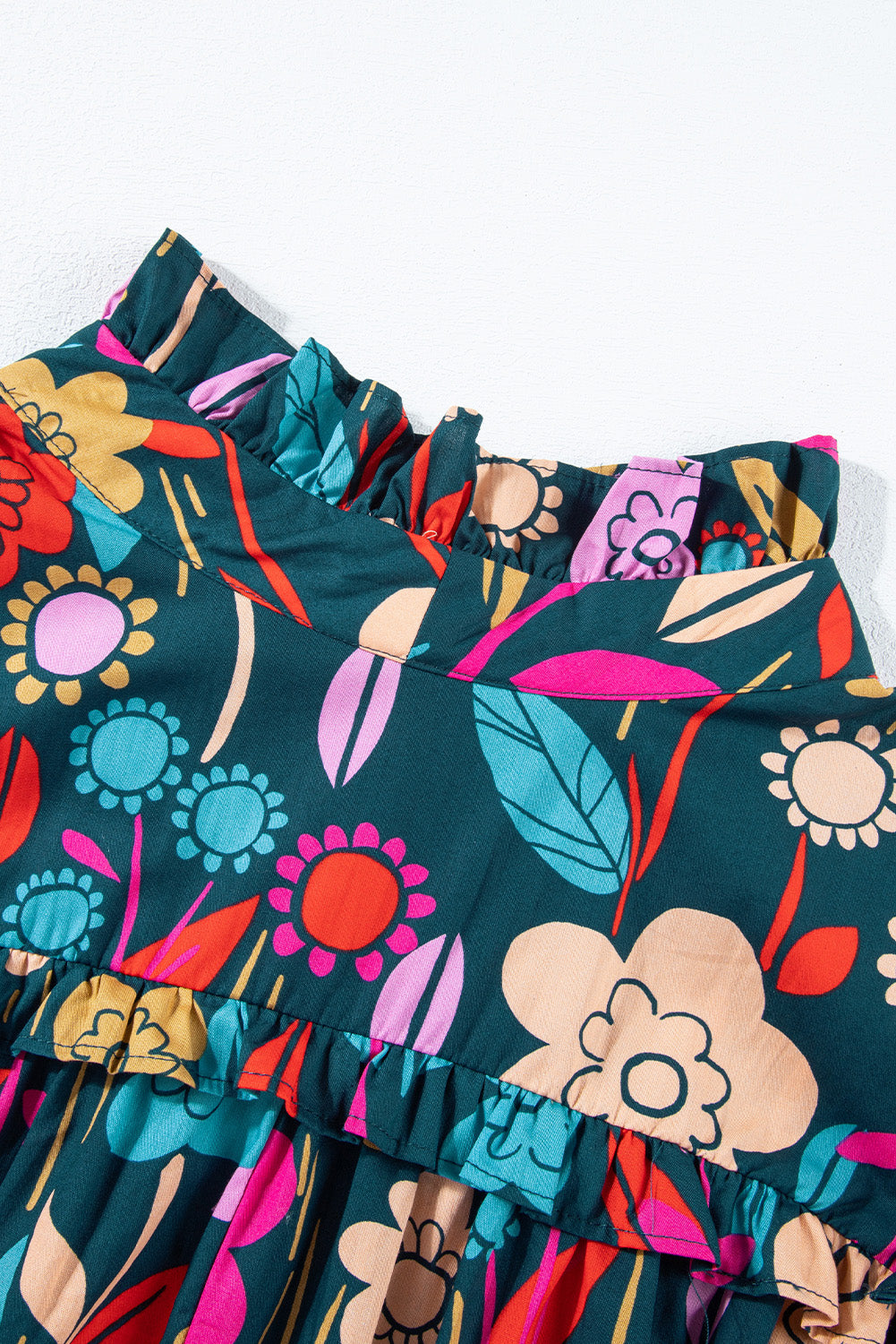 Printed Tie Neck Half Sleeve Blouse - Charming Charlie