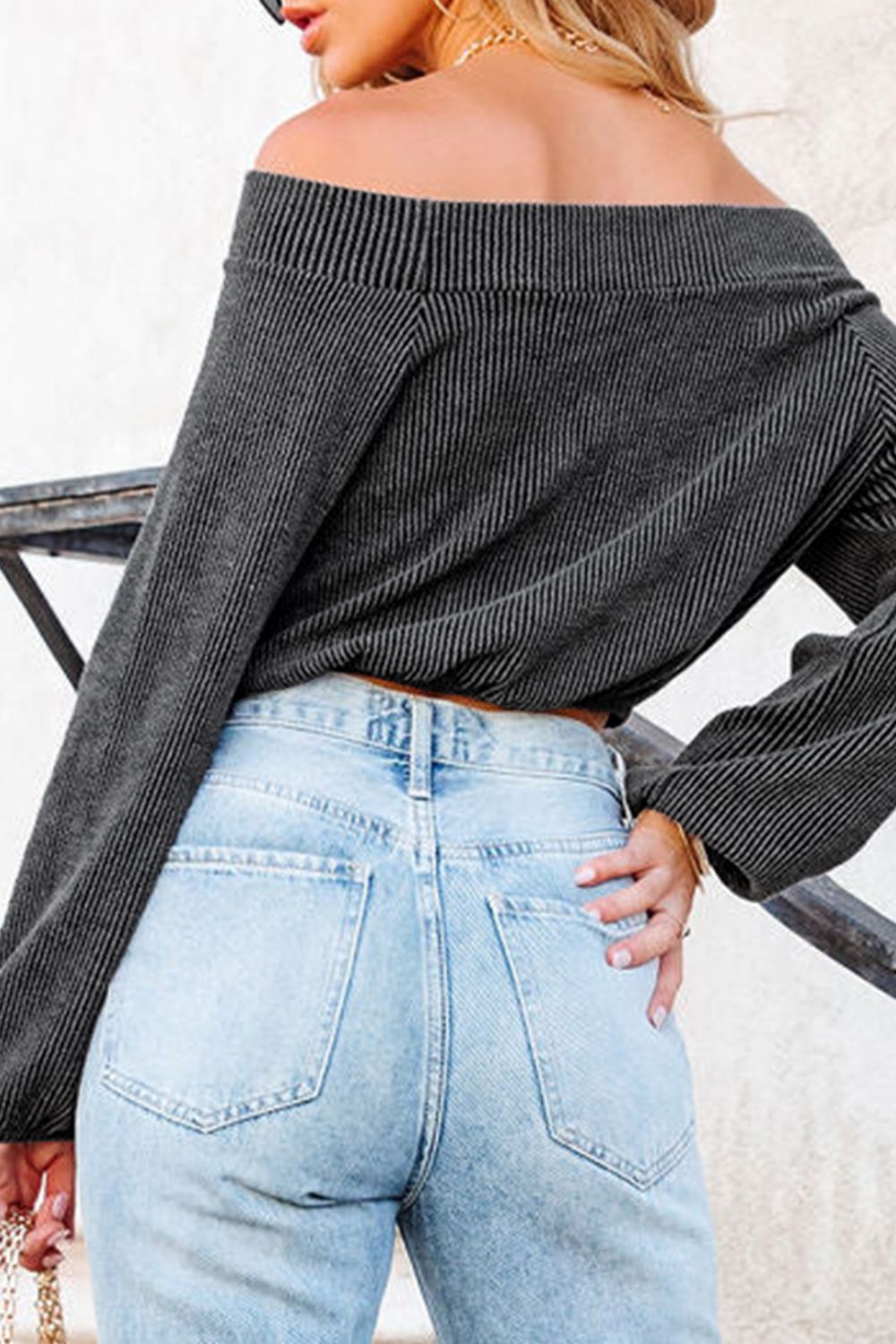 Off-Shoulder Long Sleeve Top - Charming Charlie