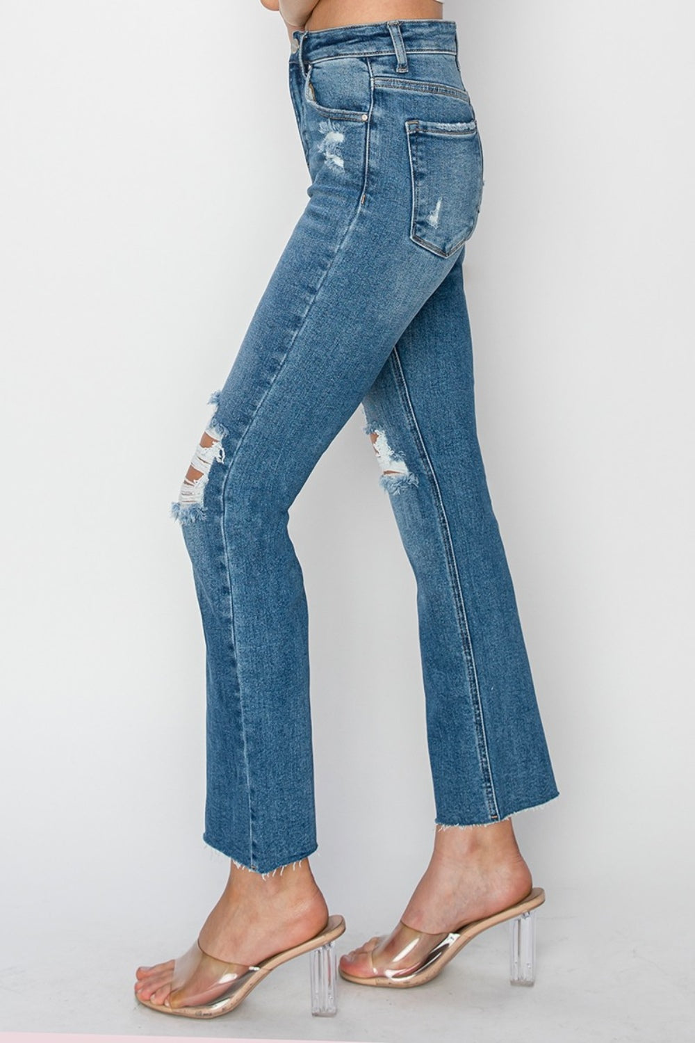 RISEN High Rise Distressed Ankle Jeans - Charming Charlie