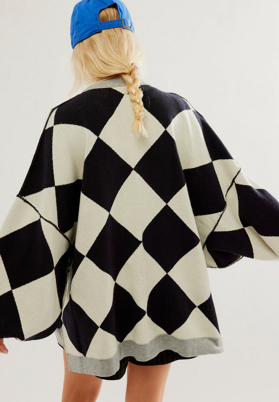 Color Block Button Down Long Sleeve Cardigan - Charming Charlie