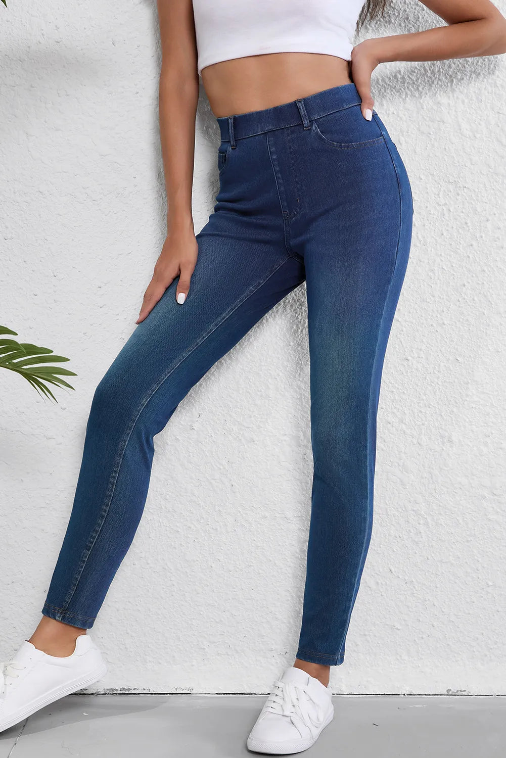 High Waist Skinny Jeans with Pockets - Charming Charlie